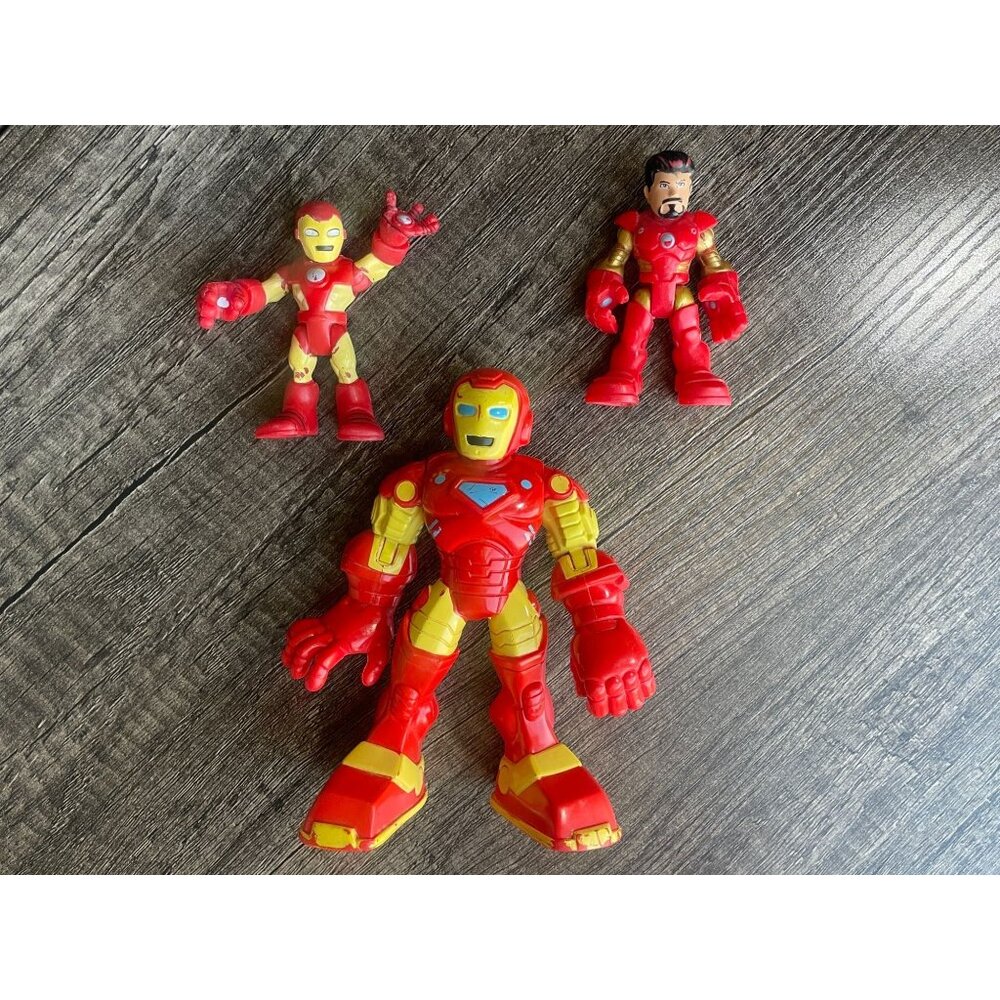 3 Iron Man action figures poseable 5" 2.5" collectable rare lot Marvel 2014